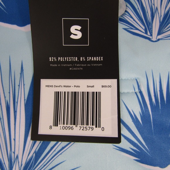 Waggle NEW NWT Men Small Blue Floral Devils Water Polo Shirt Golf Outdoor Active - Picture 2 of 5